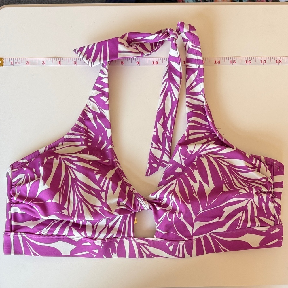 Swimsuits For All Fuscia and White Bikini Top, 16-18